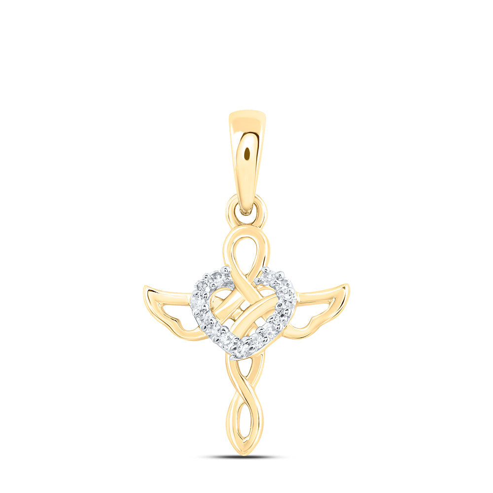 1/20CTW-DIA NK GIFT HEART CROSS PENDANT Daisy Joyeria
