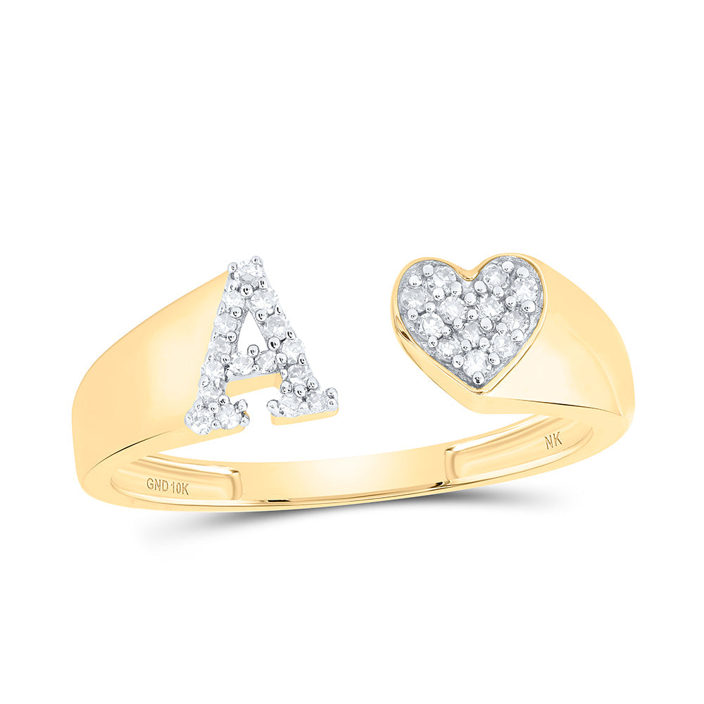 1/10CTW-NAT DIA NK GIFT INITIAL "A" LADIES HEART RING 7 Daisy Joyeria