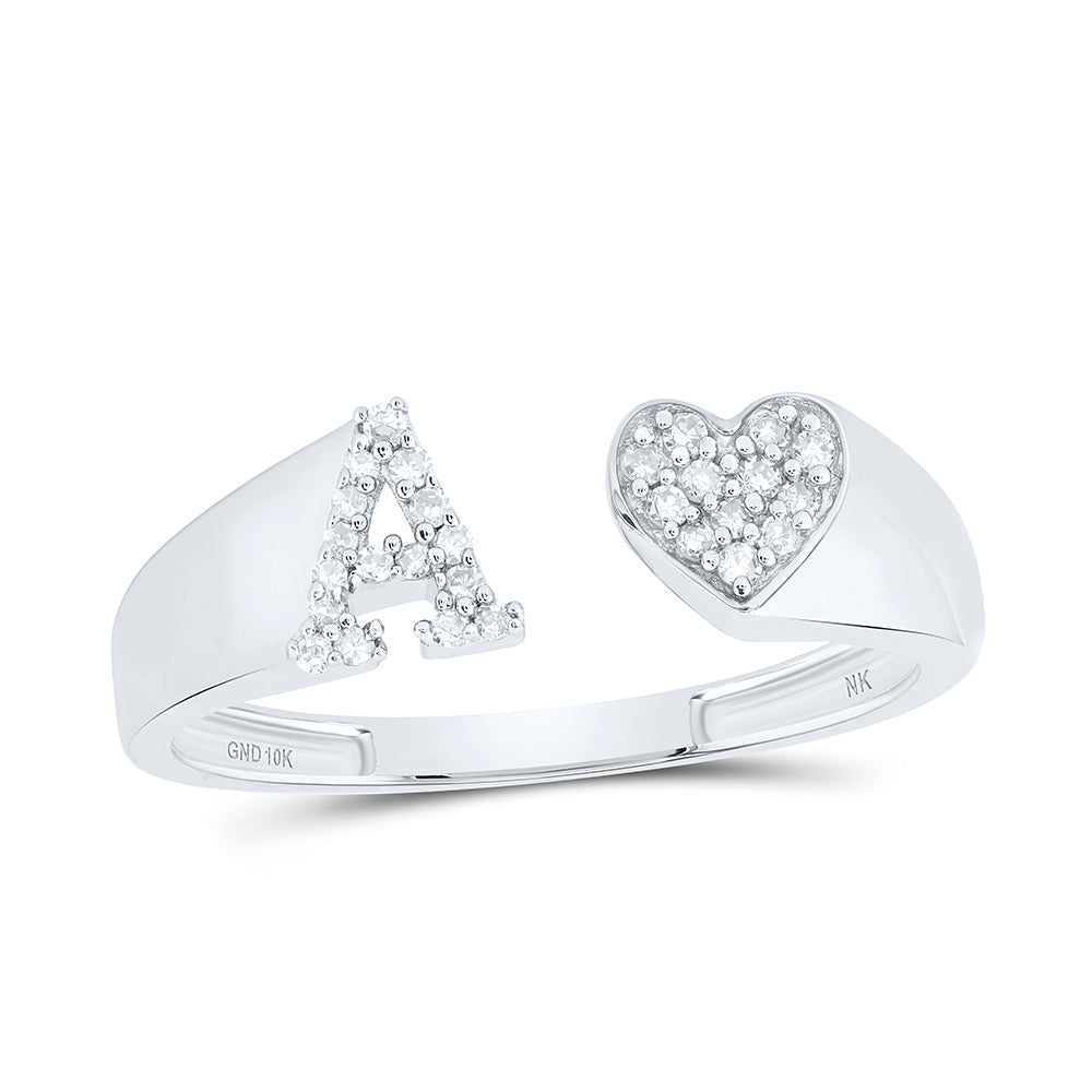 1/10CTW-DIA NK GIFT INITIAL "A" LADIES HEART RING 7 Daisy Joyeria