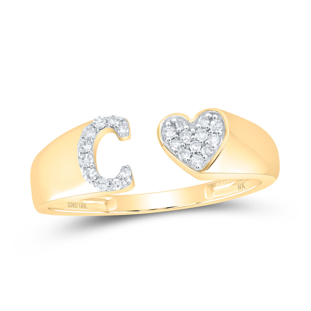 1/10CTW-DIA NK GIFT INITIAL "C" LADIES HEART RING 7 Daisy Joyeria