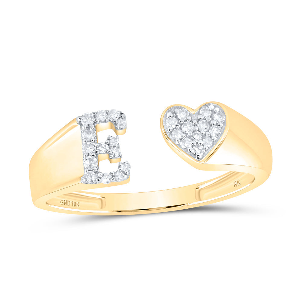 1/10CTW-DIA NK GIFT INITIAL "E" LADIES HEART RING 7 Daisy Joyeria
