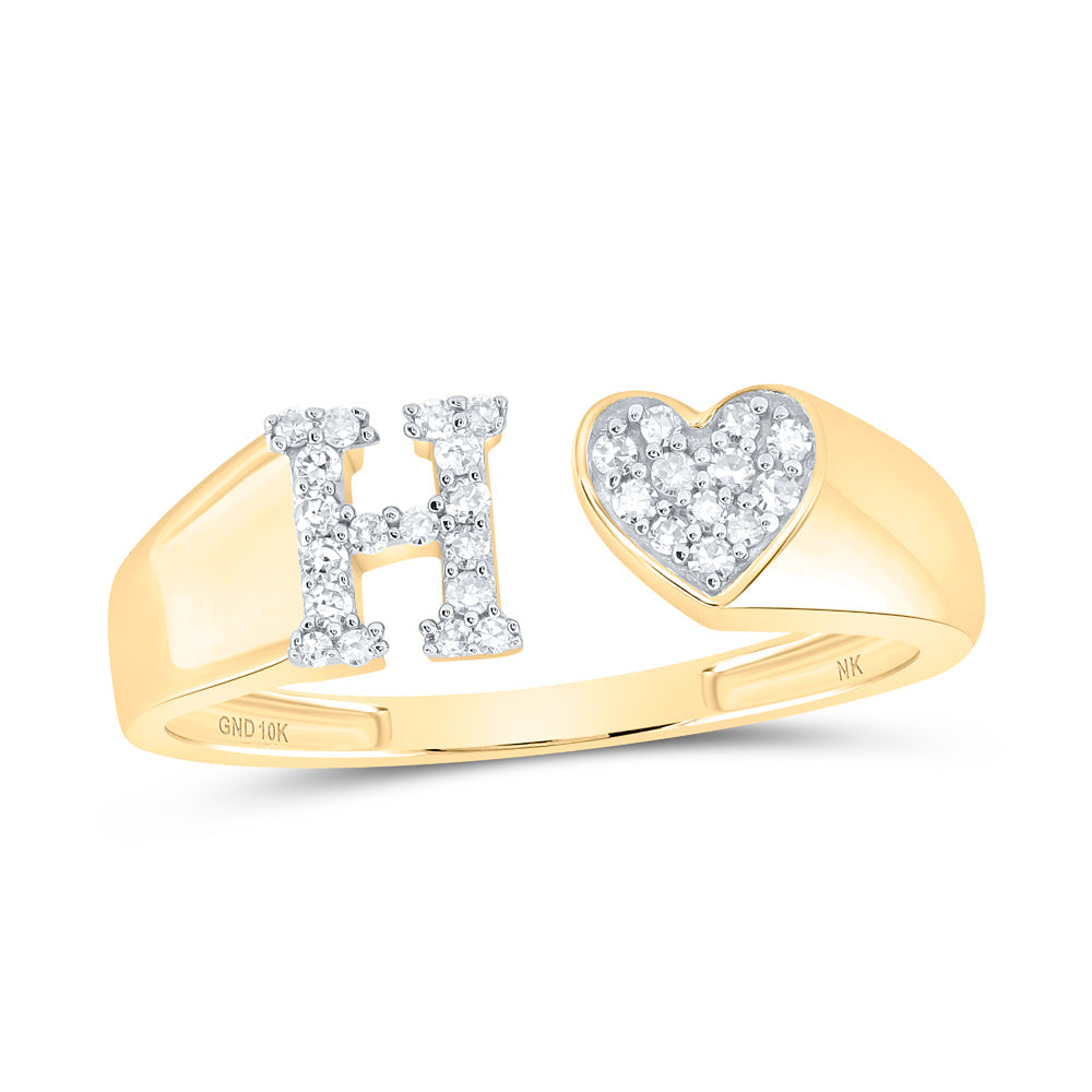 1/8CTW-DIA NK GIFT INITIAL "H" LADIES HEART RING 7 Daisy Joyeria