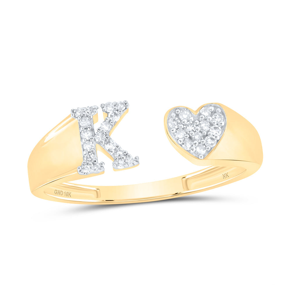 1/8CTW-DIA NK GIFT INITIAL "K" LADIES HEART RING 7 Daisy Joyeria