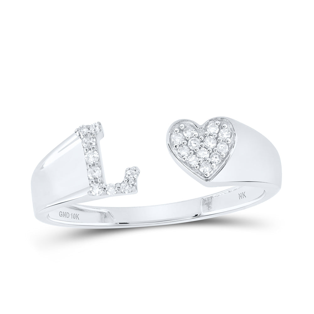 1/10CTW-DIA NK GIFT INITIAL "L" LADIES HEART RING 7 Daisy Joyeria