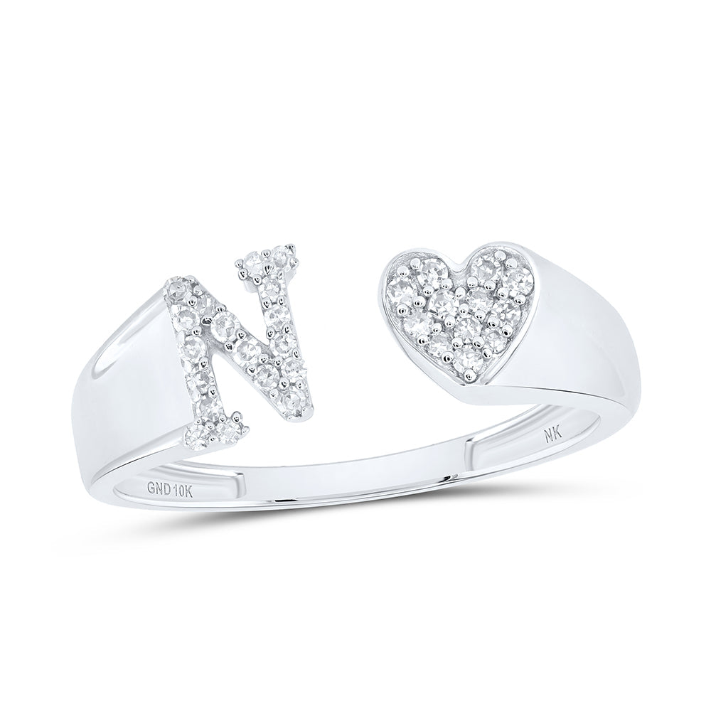1/8CTW-DIA NK GIFT INITIAL "N" LADIES HEART RING 7 Daisy Joyeria