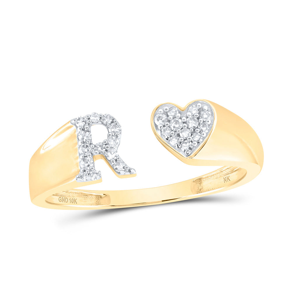 1/8CTW-DIA NK GIFT INITIAL "R" LADIES HEART RING 7 Daisy Joyeria