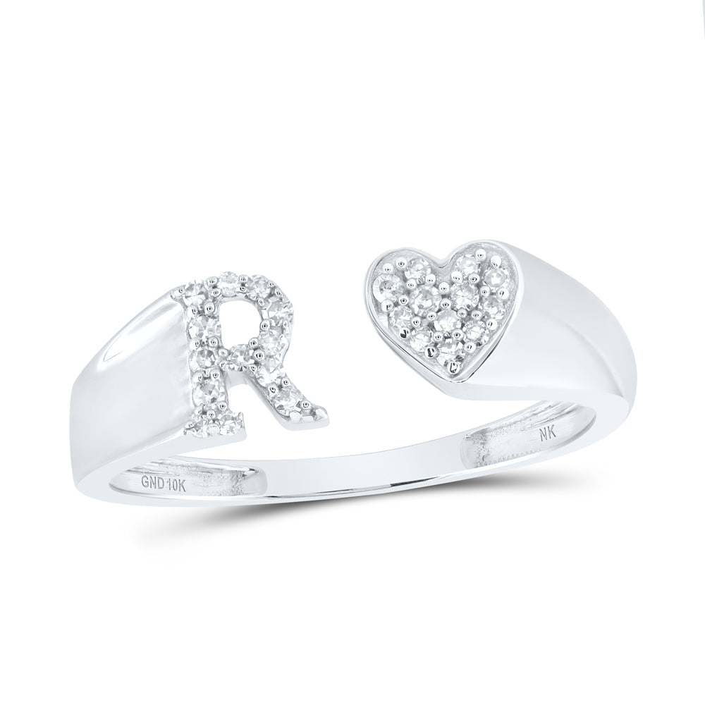 1/8CTW-DIA NK GIFT INITIAL "R" LADIES HEART RING 7 Daisy Joyeria