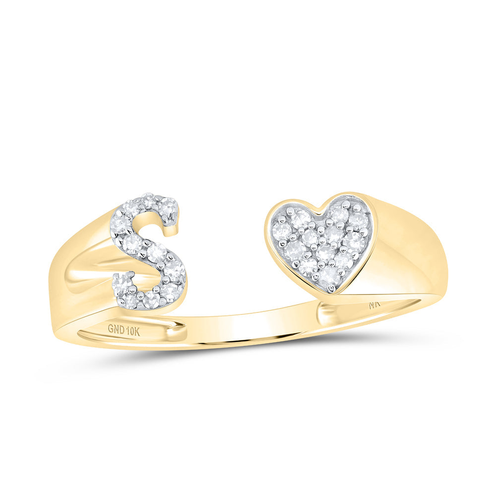 1/10CTW-DIA NK GIFT INITIAL "S" LADIES HEART RING 7 Daisy Joyeria