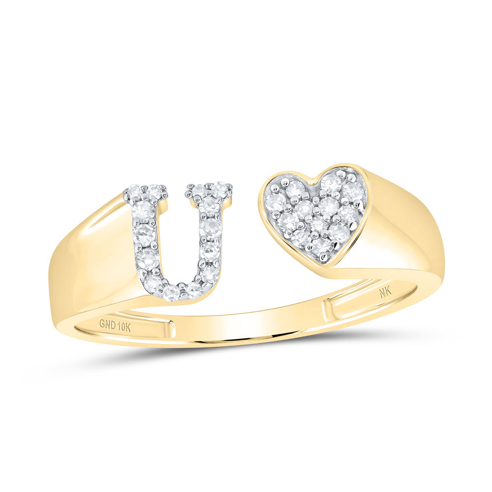 1/8CTW-DIA NK GIFT INITIAL "U" LADIES HEART RING 7 Daisy Joyeria