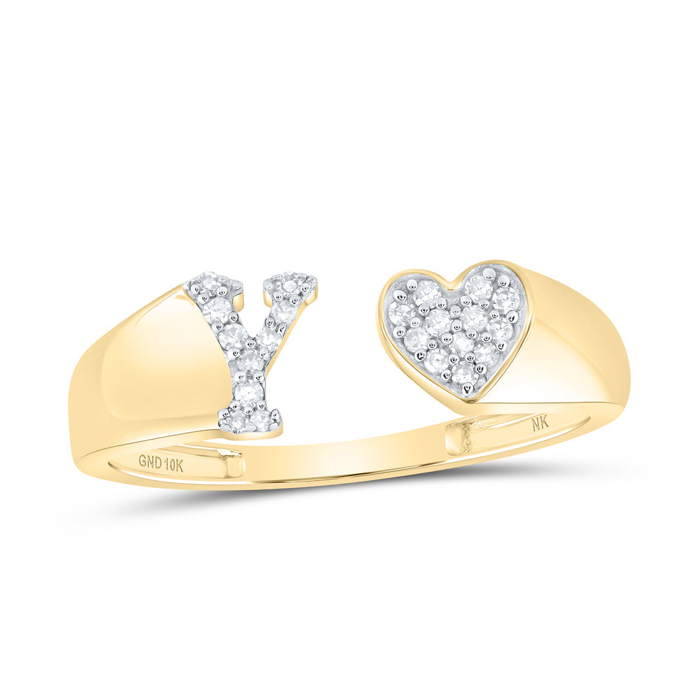 1/10CTW-DIA NK GIFT INITIAL "Y" LADIES HEART RING 7 Daisy Joyeria