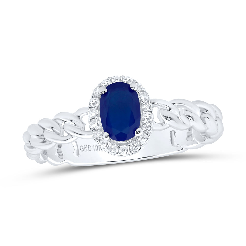 1/10CTW-DIA NK 6X4MM OV-BS SYNTHETIC RING 7 Daisy Joyeria