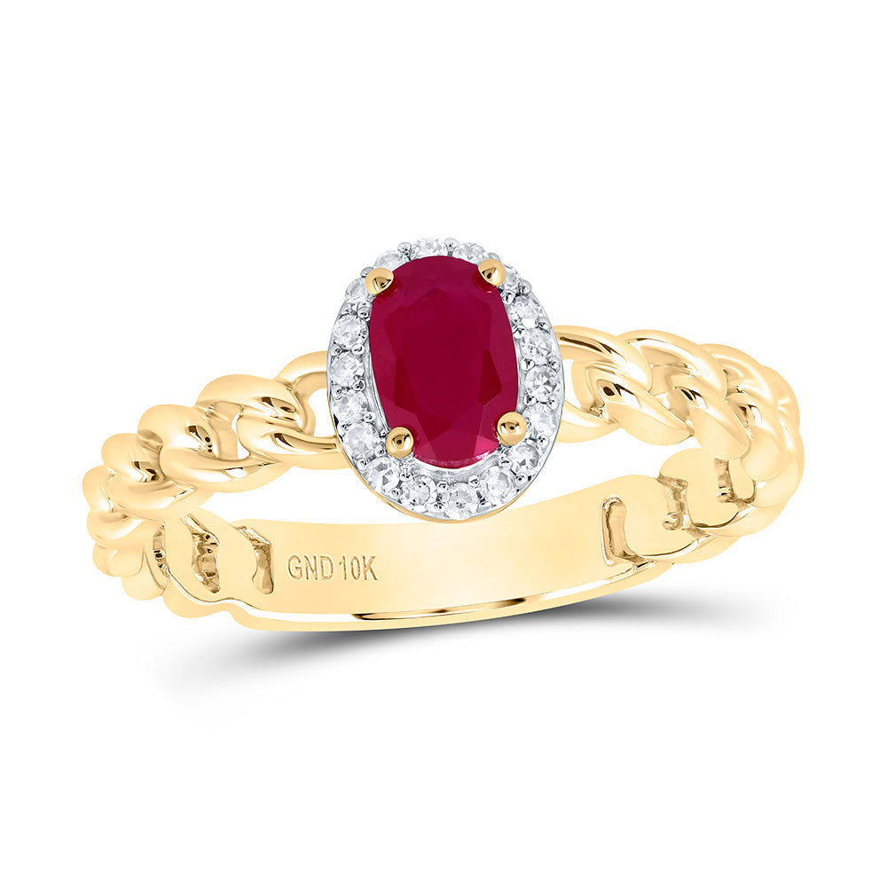1/10CTW-DIA NK 6X4MM OV-RU SYNTHETIC RING 7 Daisy Joyeria
