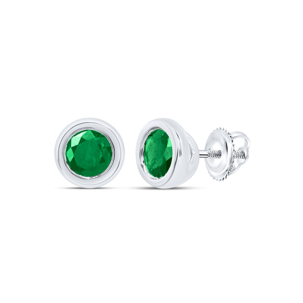 4 MM-DIA EM-RD NAT GEM ROUND STUD EARRING Daisy Joyeria