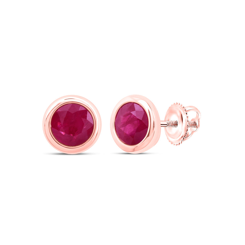 5 MM-DIA RUBY-RD NAT GEM ROUND STUD EARRING Daisy Joyeria