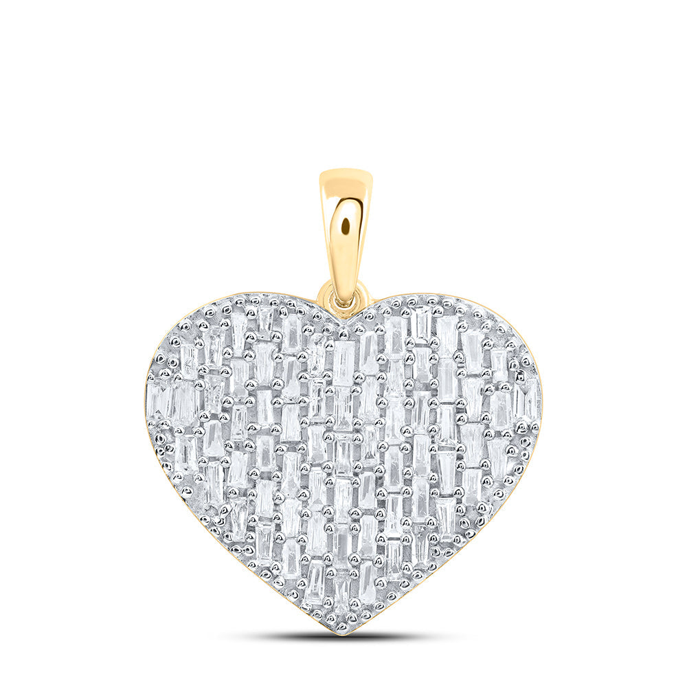 5/8CTW-DIA CN BAGUETTE FASHION HEART PENDANT Daisy Joyeria