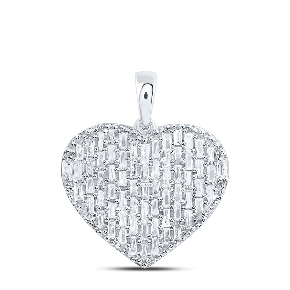 5/8CTW-DIA CN BAGUETTE FASHION HEART PENDANT Daisy Joyeria