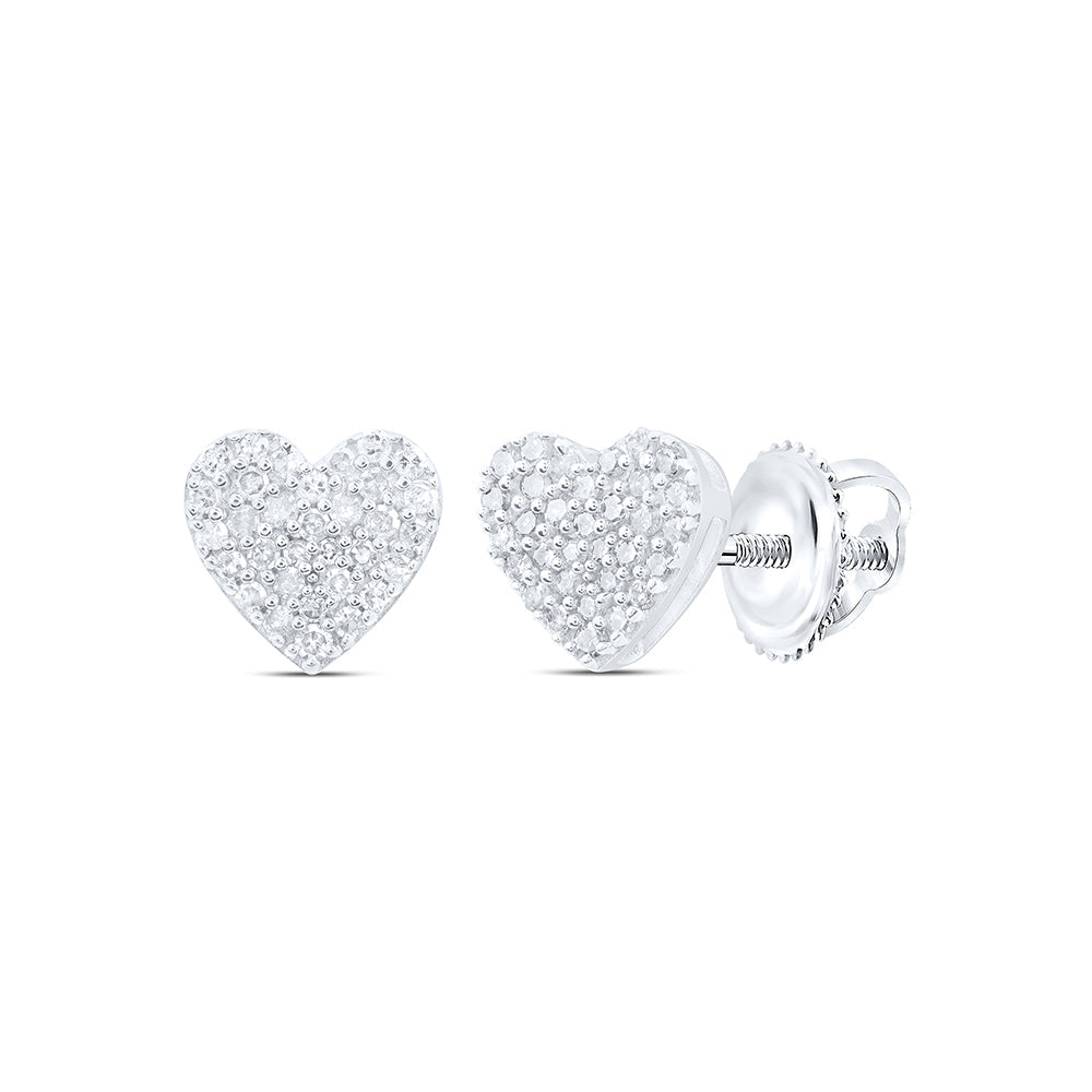 1/3CTW-NAT DIA P1 GIFT HEART STUD EARRING Daisy Joyeria