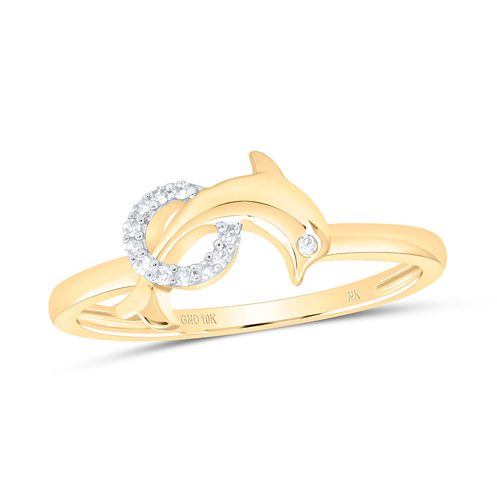 1/20CTW-NAT DIA NK GIFT DOLPHIN RING 7 Daisy Joyeria