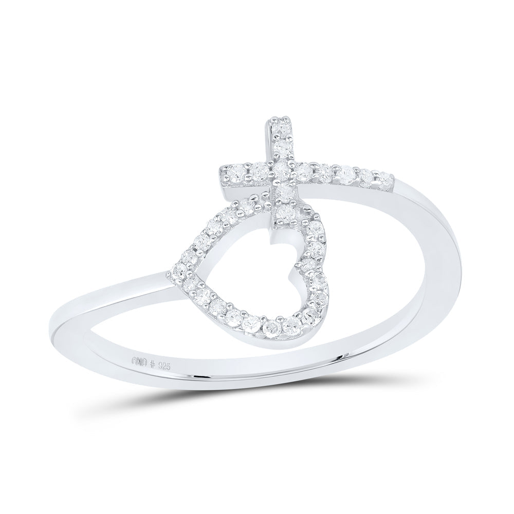 1/10CTW-NAT DIA P1 GIFT CROSS HEART RING 7 Daisy Joyeria