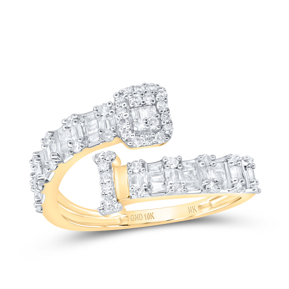 1/2 CTW-NAT DIA NK FASHION INITIAL "I" LADIES CUFF RING 7 Daisy Joyeria