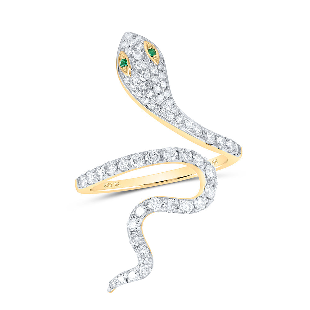 3/4CTW-NAT DIA NK 0.01CTW RD-EM NAT GEM SNAKE RING 7 Daisy Joyeria