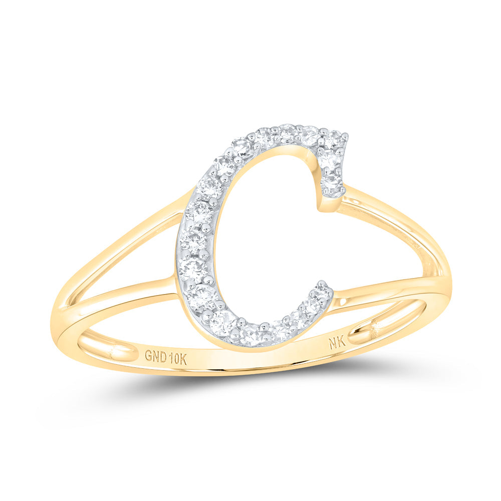 1/8CTW-NAT DIA NK GIFT INITIAL "C" LADIES RING 7 Daisy Joyeria