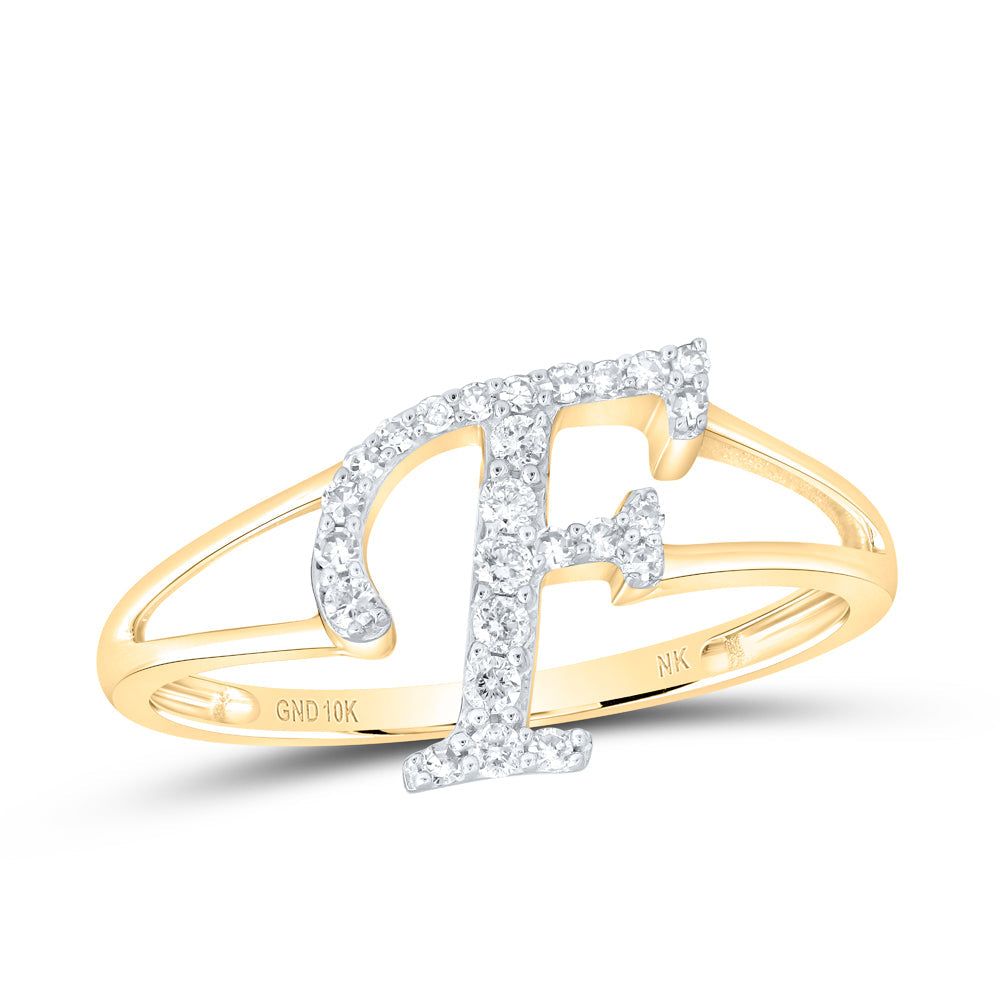 1/6CTW-NAT DIA NK GIFT INITIAL "F" LADIES RING 7 Daisy Joyeria