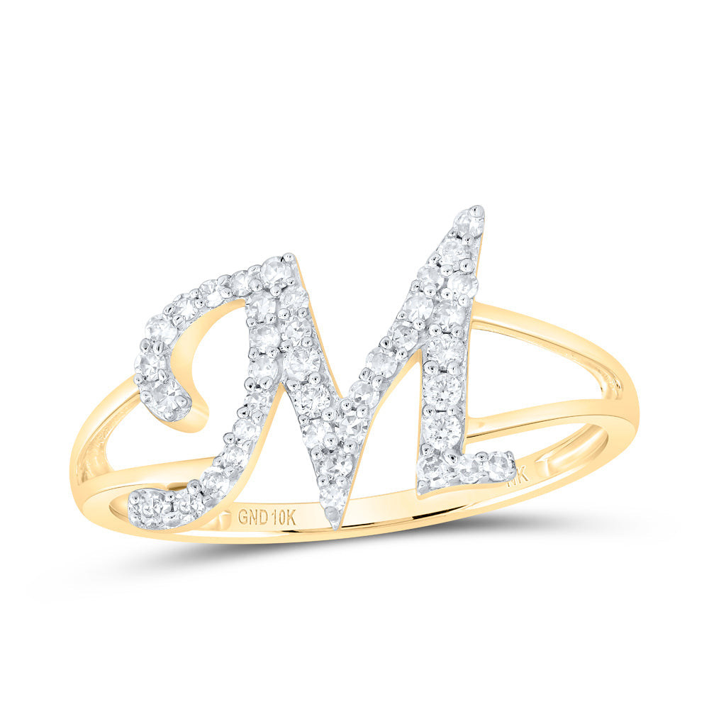 1/5CTW-NAT DIA NK GIFT INITIAL "M" LADIES RING 7 Daisy Joyeria