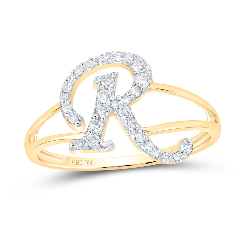 1/5CTW-NAT DIA NK GIFT INITIAL "R" LADIES RING 7 Daisy Joyeria