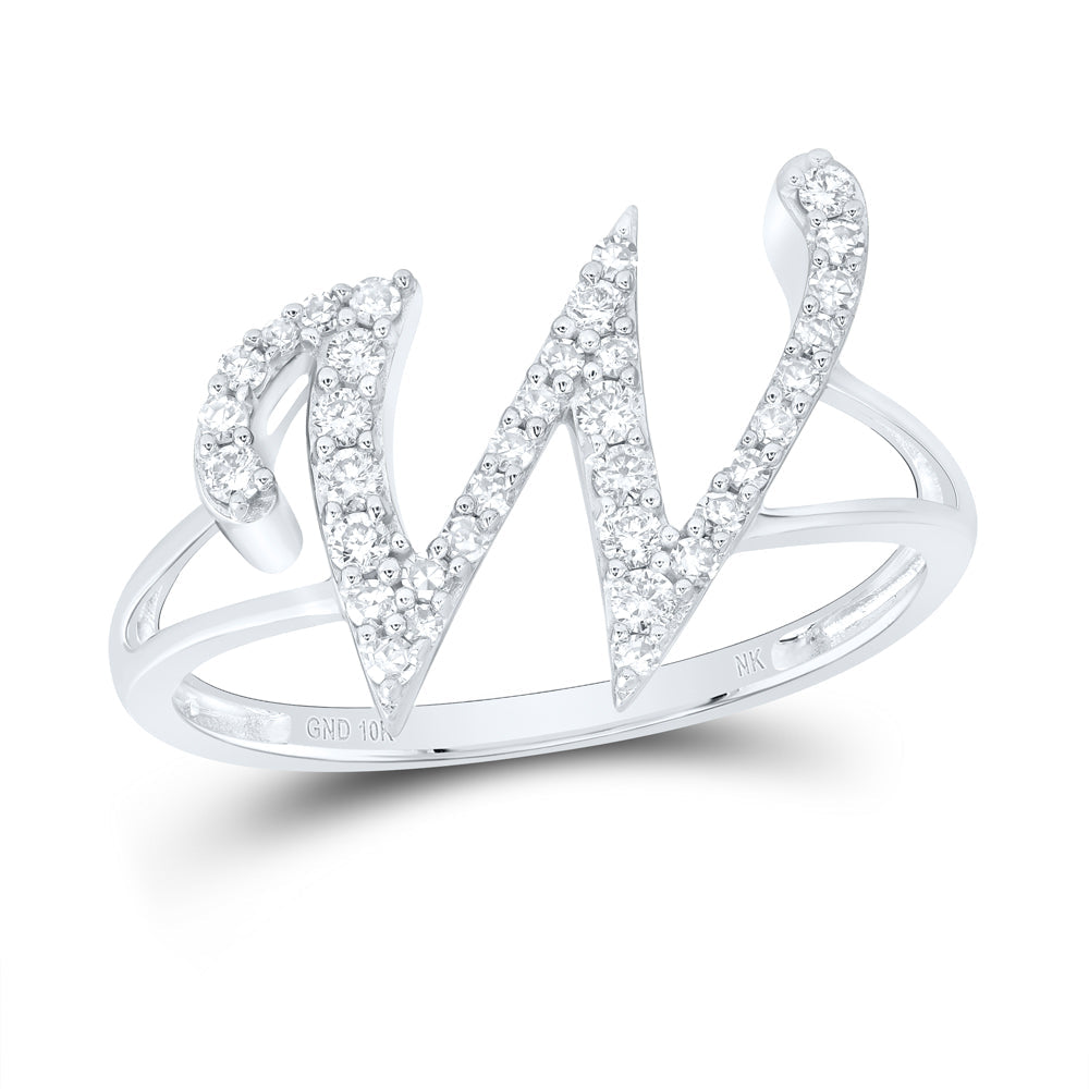 1/4CTW-NAT DIA NK GIFT INITIAL "W" LADIES RING 7 Daisy Joyeria