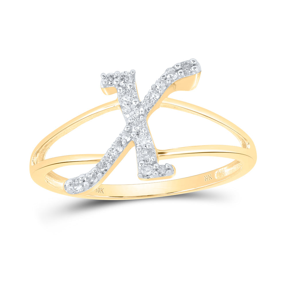 1/6CTW-NAT DIA NK GIFT INITIAL "X" LADIES RING 7 Daisy Joyeria