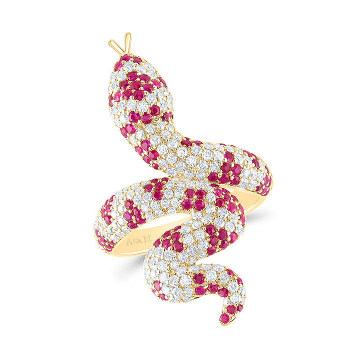 1 1/3CTW-NAT DIA ANA M 1CTW RD-RUBY NAT GEM SNAKE RING 7 Daisy Joyeria