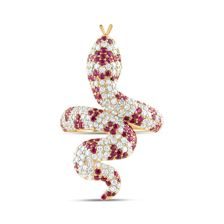 1 1/3CTW-NAT DIA ANA M 1CTW RD-RUBY NAT GEM SNAKE RING 7 Daisy Joyeria