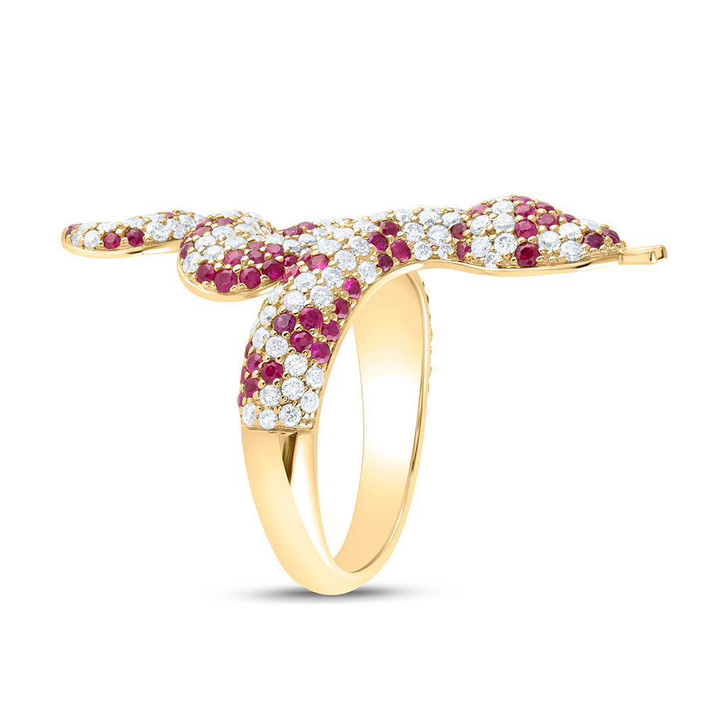 1 1/3CTW-NAT DIA ANA M 1CTW RD-RUBY NAT GEM SNAKE RING 7 Daisy Joyeria