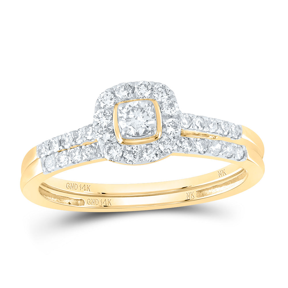 1/2CTW-NAT DIA NK CUSHION SINGLE HALO BRIDAL SET 7 Daisy Joyeria