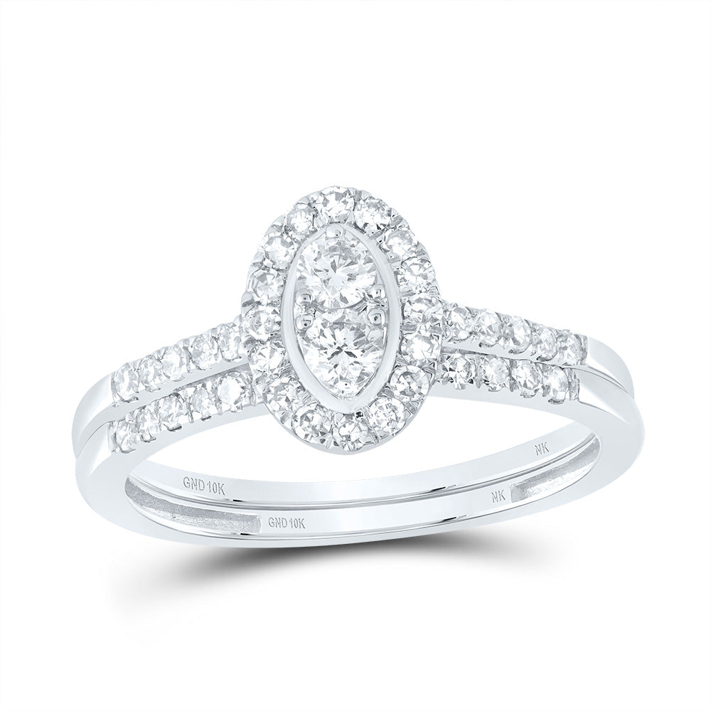 1/2CTW-NAT DIA NK OVAL SINGLE HALO BRIDAL SET 7 Daisy Joyeria