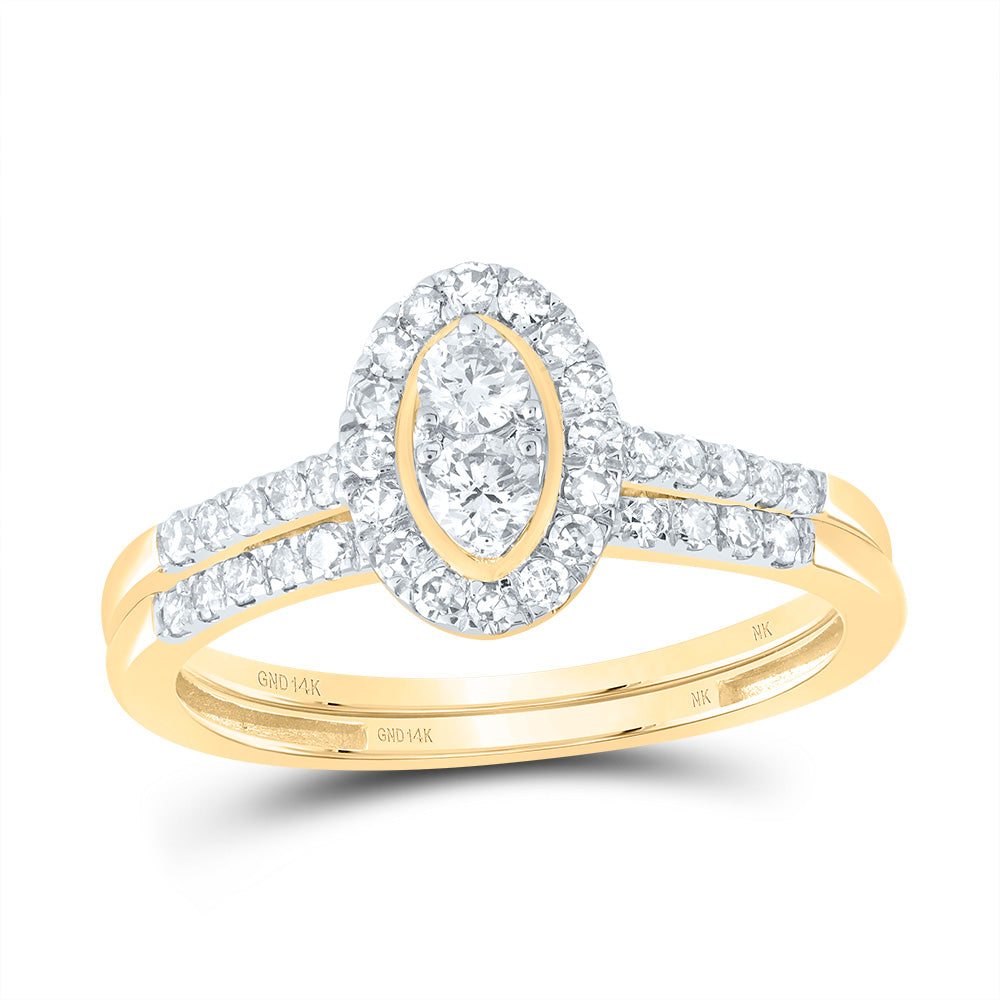 1/2CTW-NAT DIA NK OVAL SINGLE HALO BRIDAL SET 7 Daisy Joyeria