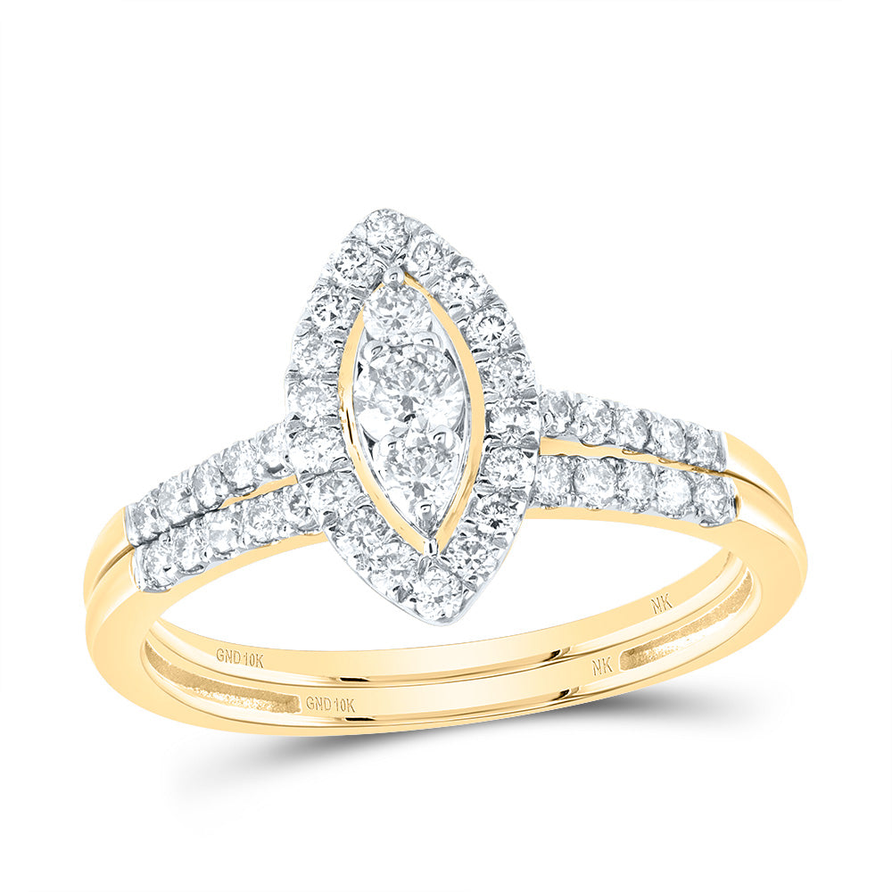 5/8CTW-NAT DIA NK MARQUISE SINGLE HALO BRIDAL SET 7 Daisy Joyeria