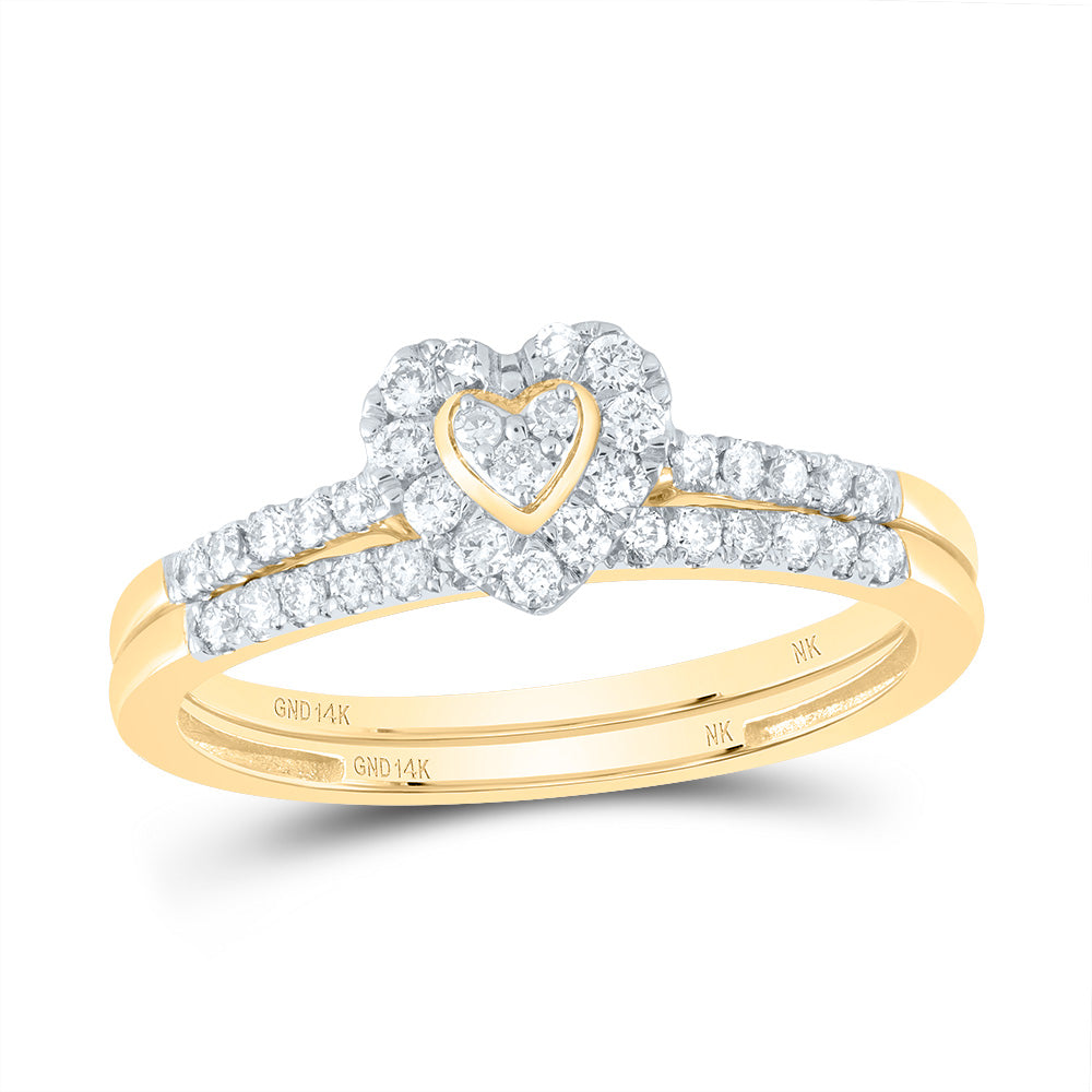 1/3CTW-NAT DIA NK HEART SINGLE HALO BRIDAL SET 7 Daisy Joyeria