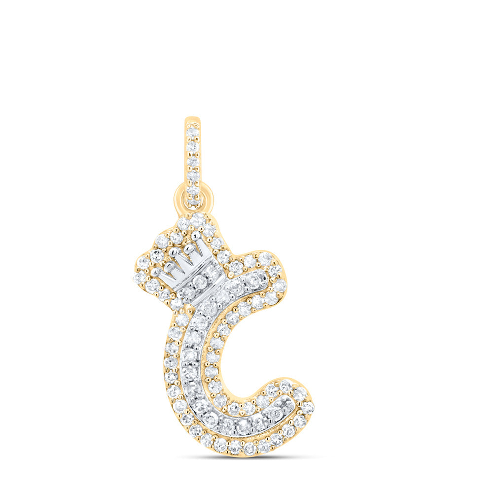 1/4CTW-NAT DIA P1 GIFT INITIAL "C" CROWN PENDANT Daisy Joyeria
