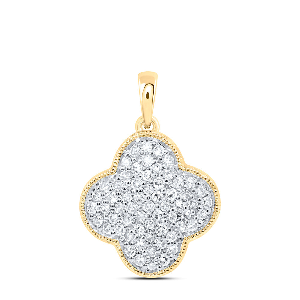 1/4CTW-NAT DIA NK GIFT CLOVER PENDANT Daisy Joyeria