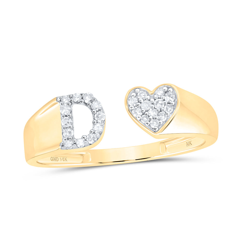 1/8CTW-NAT DIA NK GIFT INITIAL "D" LADIES HEART RING 7 Daisy Joyeria