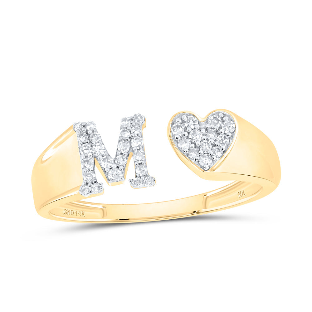 1/6CTW-NAT DIA NK GIFT INITIAL "M" LADIES HEART RING 7 Daisy Joyeria