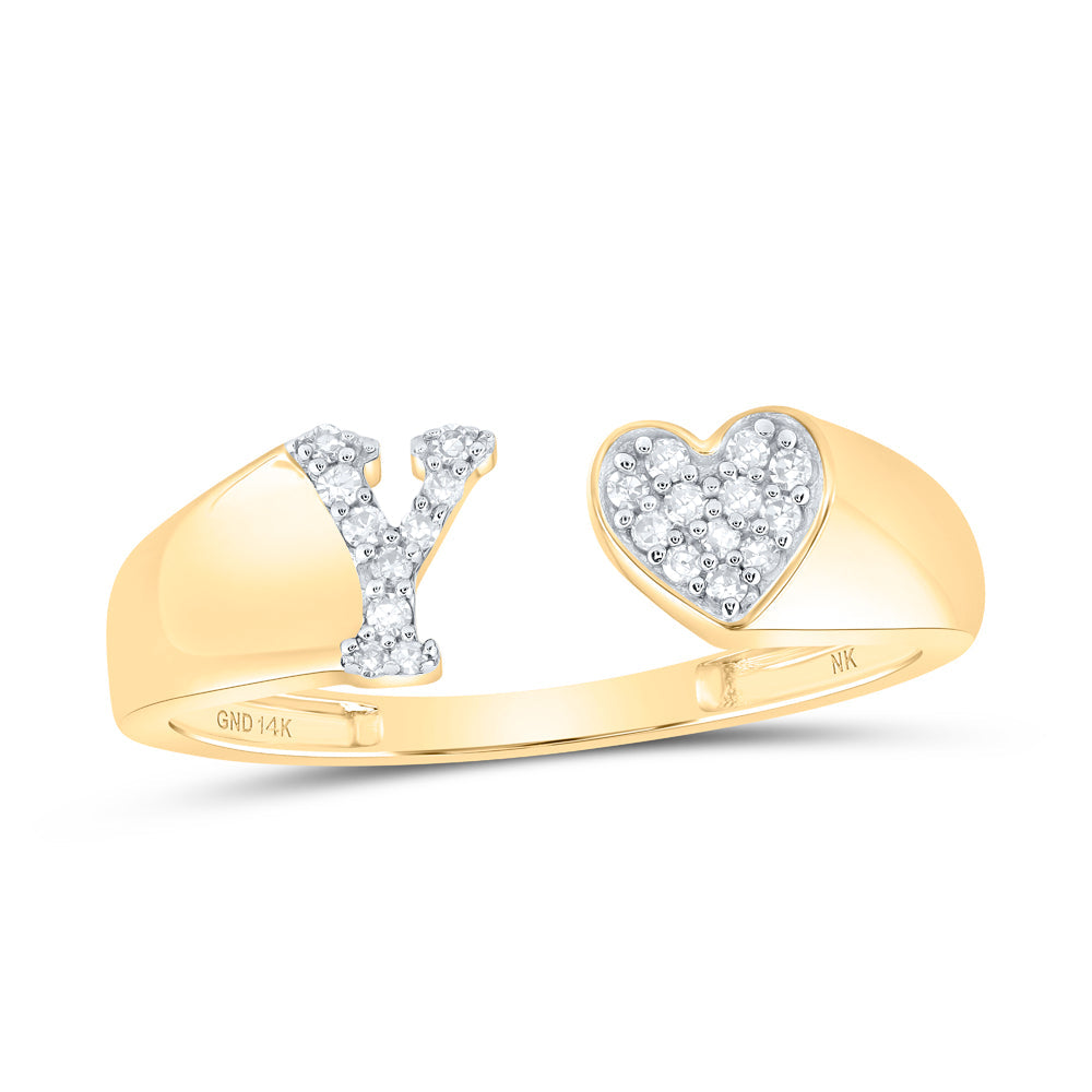 1/10CTW-NAT DIA NK GIFT INITIAL "Y" LADIES HEART RING 7 Daisy Joyeria