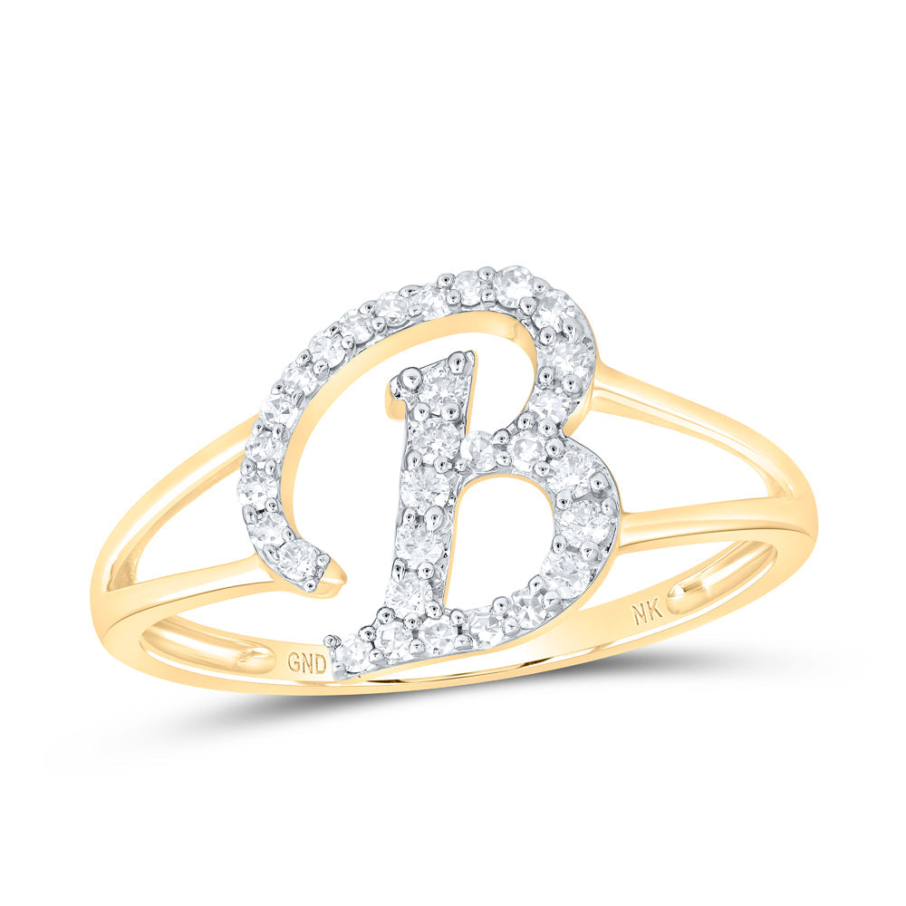 1/5CTW-NAT DIA NK GIFT INITIAL "B" LADIES RING 7 Daisy Joyeria