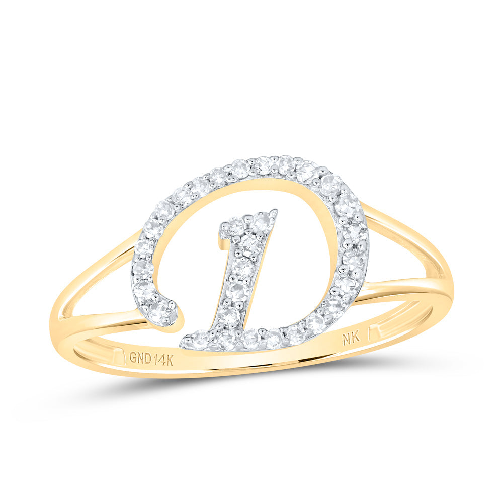 1/6CTW-NAT DIA NK GIFT INITIAL "D" LADIES RING 7 Daisy Joyeria