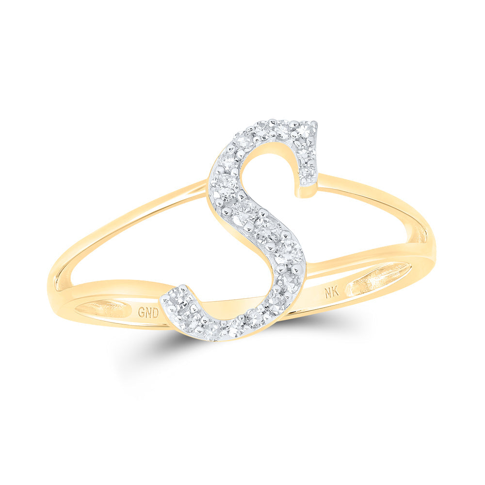 1/8CTW-NAT DIA NK GIFT INITIAL "S" LADIES RING 7 Daisy Joyeria