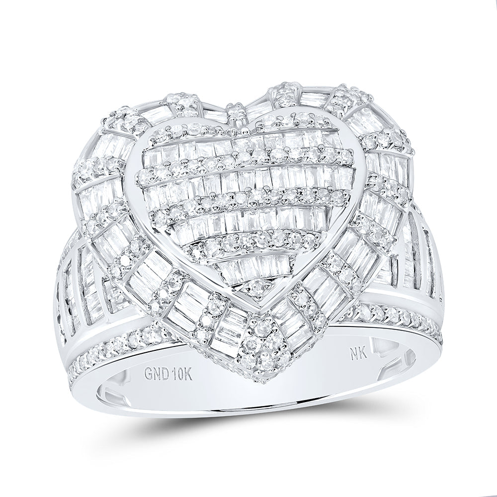 1 7/8CTW NAT DIA NK FASHION HEART RING 7 Daisy Joyeria