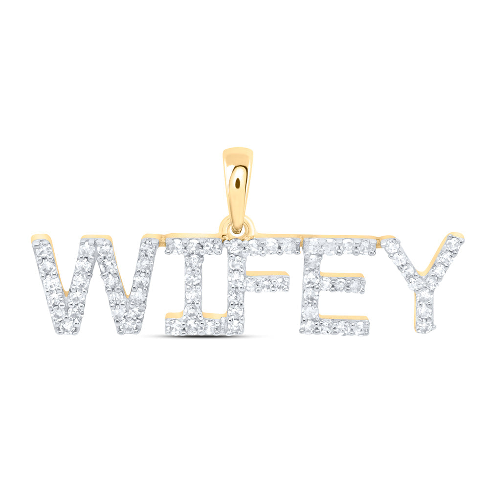 1/4CTW-NAT DIA NK FASHION "WIFEY" PENDANT Daisy Joyeria
