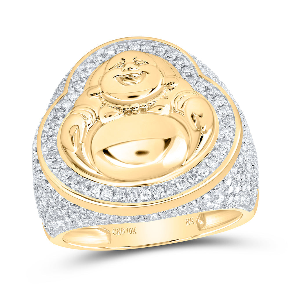 1 5/8CTW-NAT DIA NK LAUGHING BUDDHA MENS RING 10 Daisy Joyeria